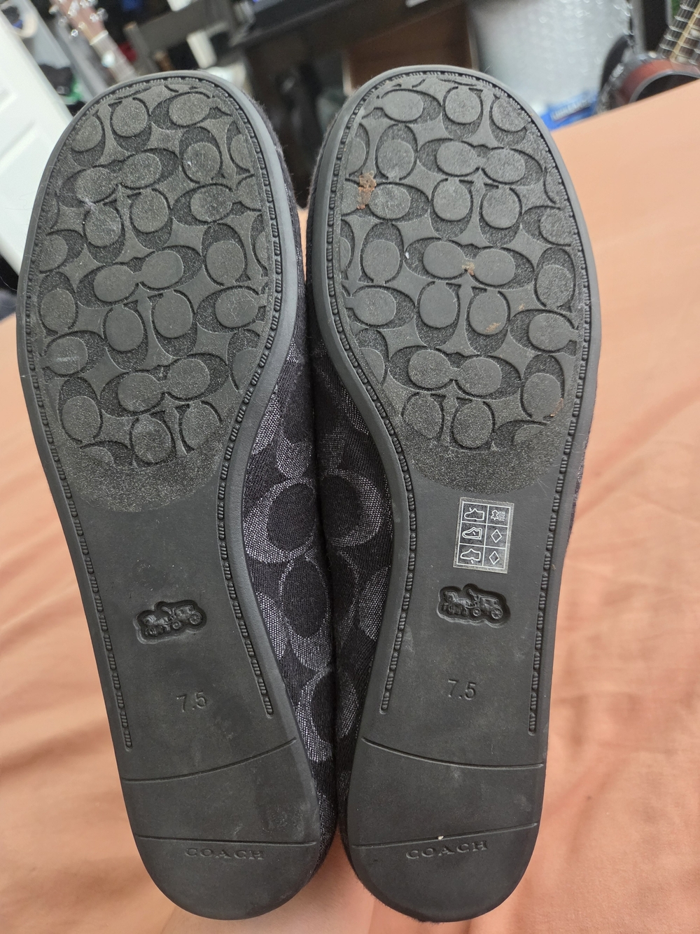 Coach Black Signature Cross-Strap Ballet Flats - Picture 3 of 3